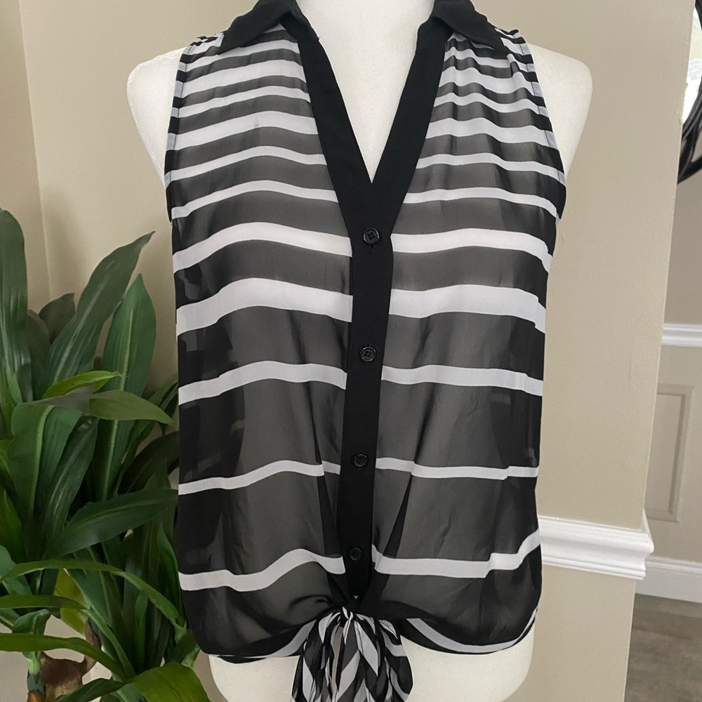 Sheer tie front top